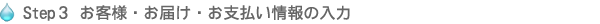 Step３　お客様・お届け・お支払い情報の入力